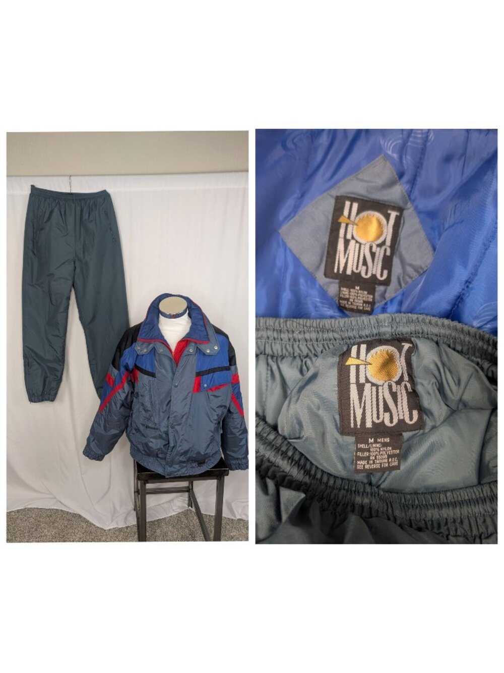 Vintage Hot Music Blue track Suit Small Windbreaker Snow